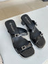 Double Straps Open Toe Block Heel